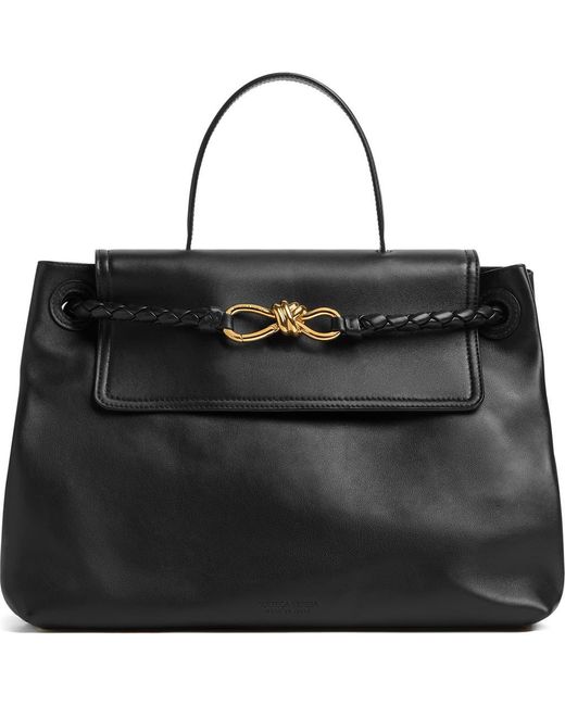 Bottega Veneta Black Ciao Ciao Knot Detail Leather Top Handle Bag