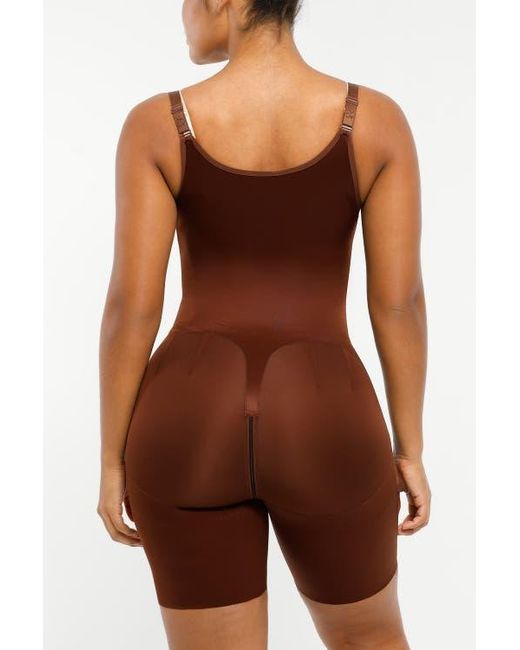Shapellx Brown Open Bust Butt-Lifting Full Bodysuit