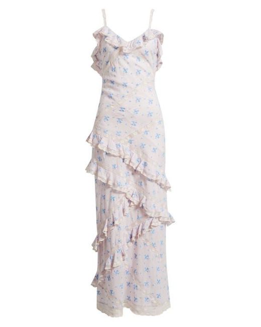LoveShackFancy Purple Nocelle Ruffle Sleeveless Dress