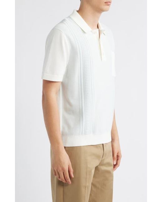 Wax London White Turin Stripe Cotton Pocket Polo Sweater for men
