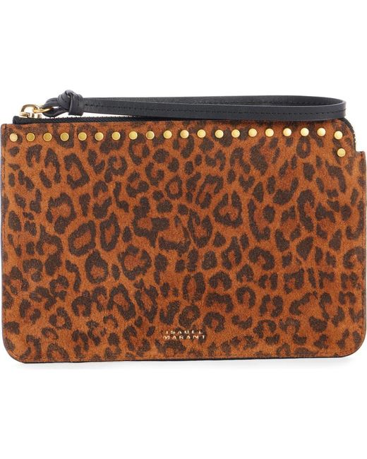 Isabel Marant Brown Oskan Print Suede Flat Pouch