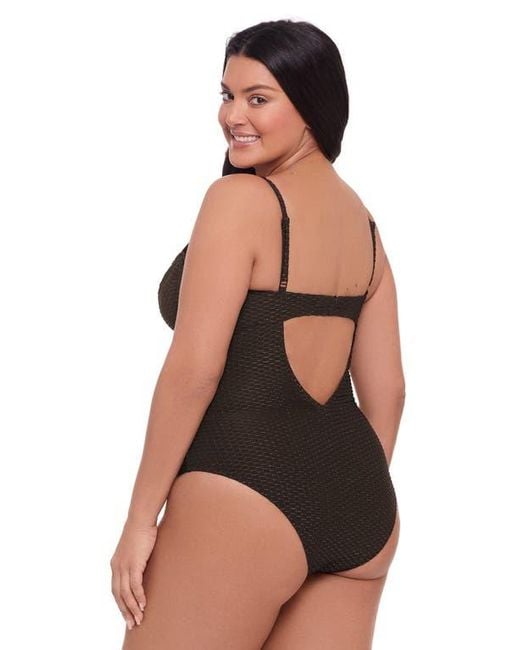 S3 Black Novelty Texture Underwire One Piece Swimsuit