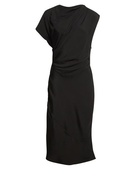 Proenza Schouler Black Hallie Hammered Viscose Asymmetric Hem Dress