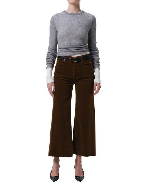 Citizens of Humanity Black Lyra Raw Hem Ankle Wide Leg Corduroy Pants