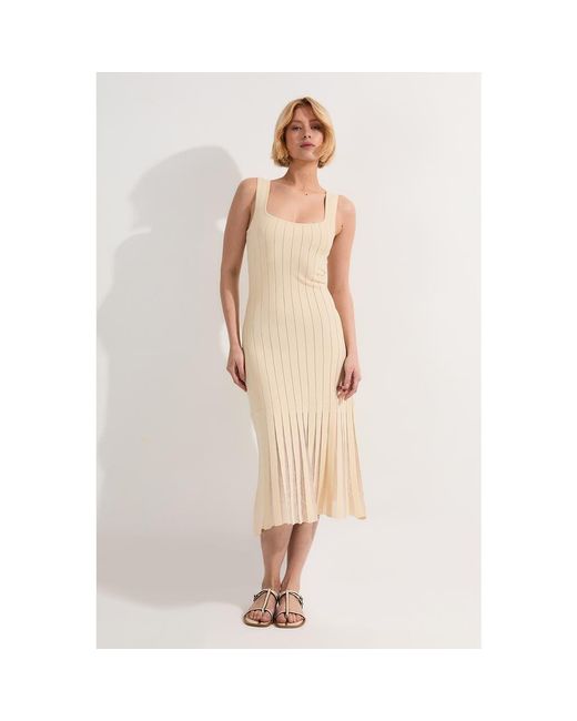 Karen Millen Natural Square Neck Knitted Flippy Dress