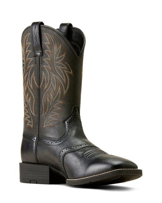 Ariat Black Sport Wide Square Toe Cowboy Boot for men