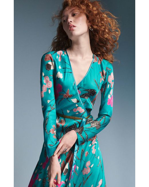 Diane von Furstenberg Multicolor Anika Long Sleeve Reversible Wrap Dress