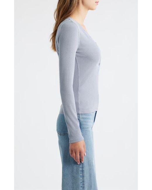 FRAME Blue The Mesh Trim Rib Henley