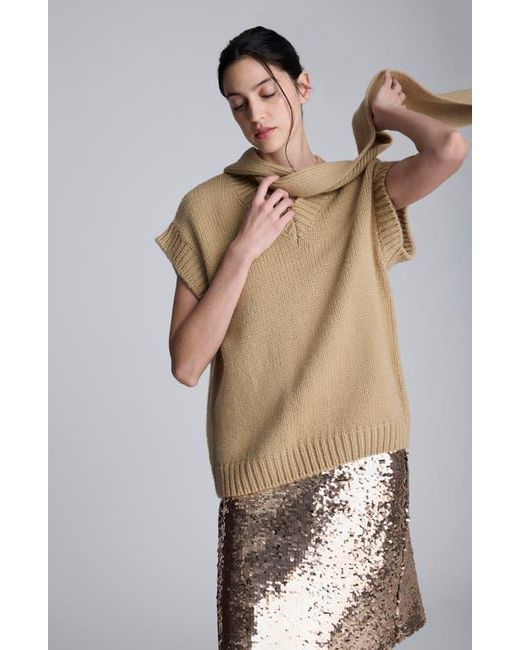 Kenneth Cole Multicolor Cap Sleeve Sweater With Removable Scarf