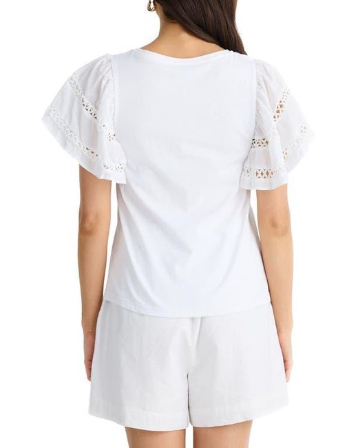 Brave+True White Chloe Cutout Flutter Sleeve Top