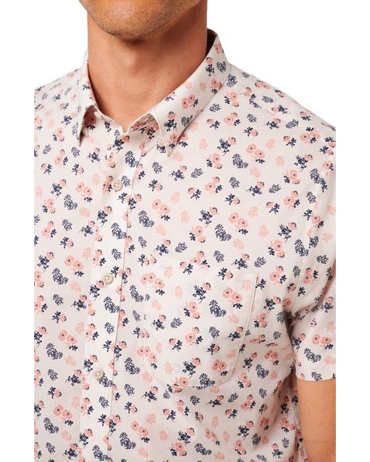 Travis Mathew White Something New Floral Short Sleeve Stretch Cotton Blend Button-Up Shirt for men