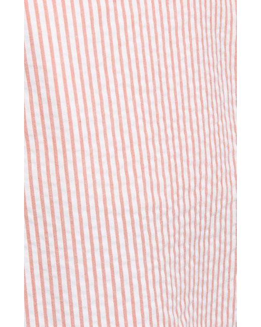 Berle Pink Flat Front Seersucker Shorts for men