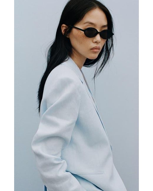 Mango Blue Boreli Linen Blazer