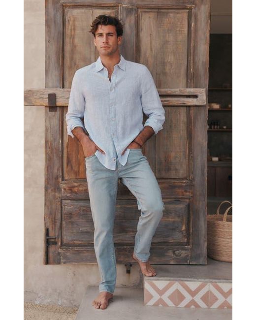 Fair Harbor Blue Island Linen Blend Button-Up Shirt for men