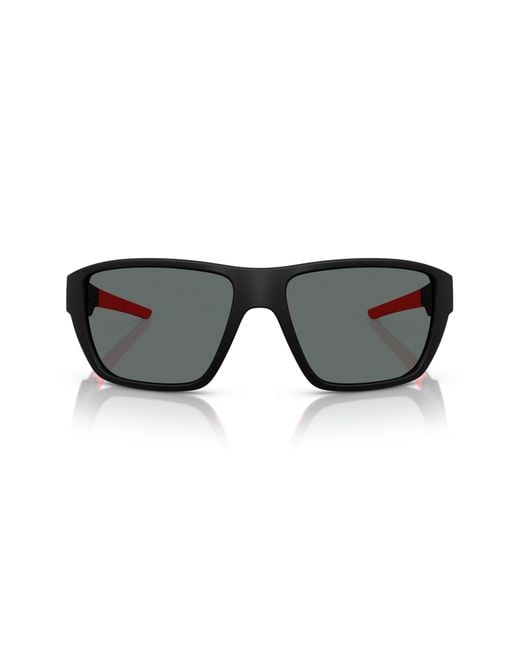 Scuderia Ferrari Black 61Mm Polarized Rectangular Sunglasses for men