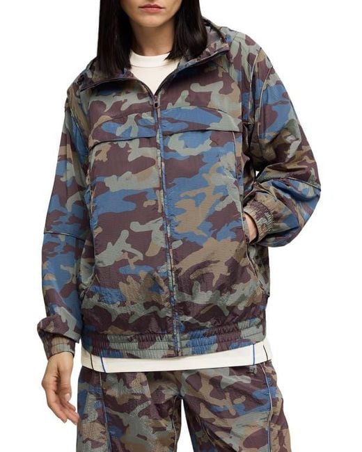 PUMA Blue Clrt Camo Hooded Zip Jacket for men