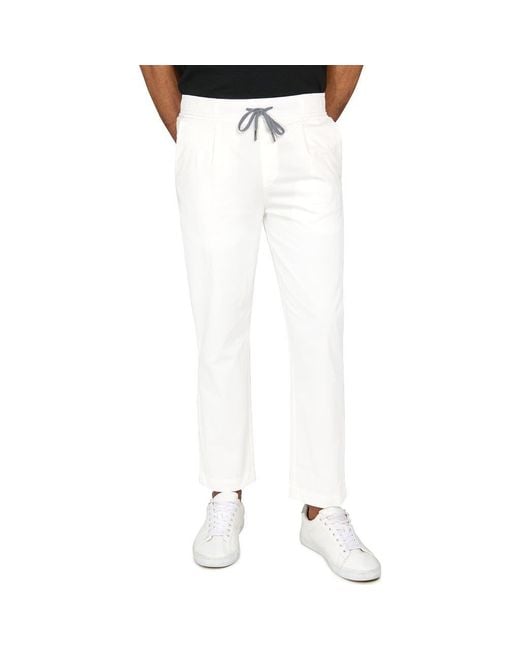 Brooklyn Brigade White Solid Drawstring Pants for men