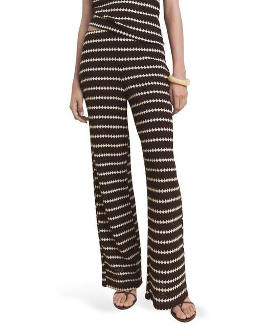Mango Black Wavy Stripe Knit Pull-On Straight Leg Pants