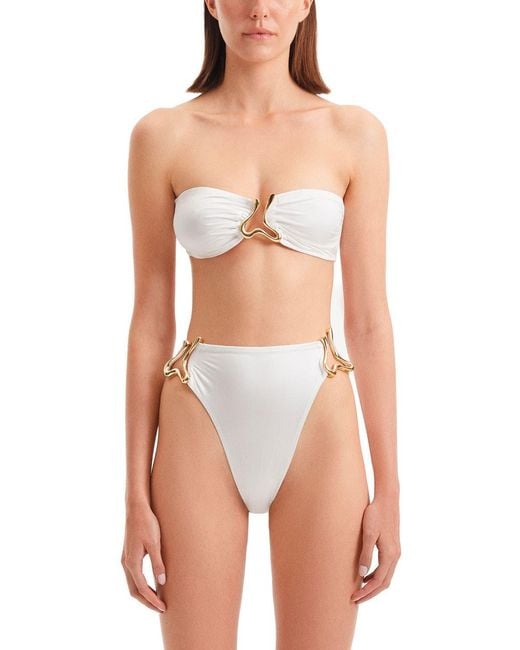 Moeva White Clyde Waist Satin Bikini Bottom