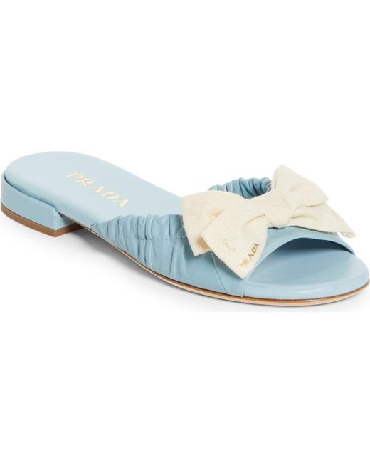 Prada Blue Bow Slide Sandal