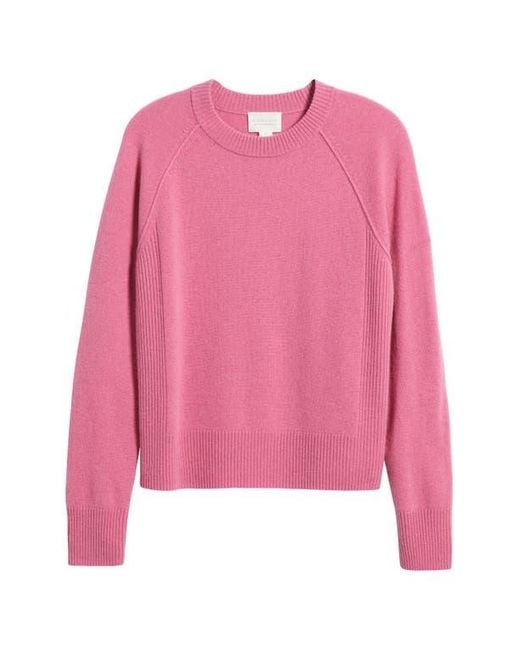 Caslon Pink Raglan Sleeve Wool & Cashmere Sweater