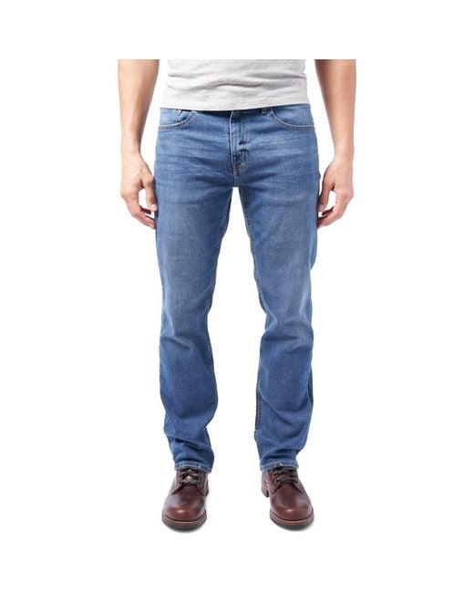 DEVIL-DOG DUNGAREES Blue Bootcut Performance Stretch Jeans for men