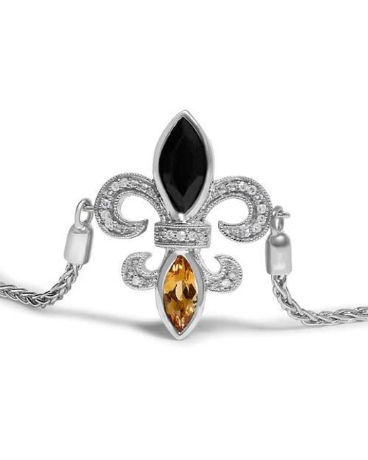 Haus of Brilliance Metallic Marquise Onyx, Citrine, And Diamond Accent Lariat