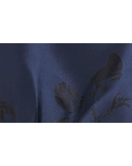 Kay Unger Blue Amal Floral Jacquard Sleeveless Maxi Jumpsuit