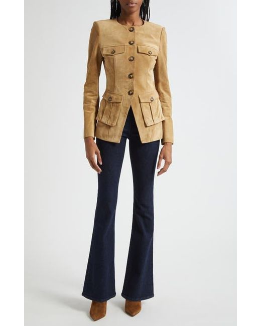 Veronica Beard Blue Orrin Suede Cargo Jacket
