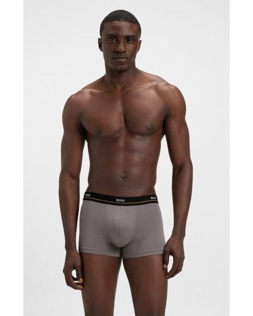 Boss Brown Assorted 5-Pack Essential Stretch Cotton Trunks for men