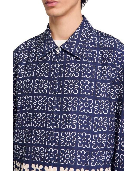 Sandro Blue Jacket With Floral Motif for men