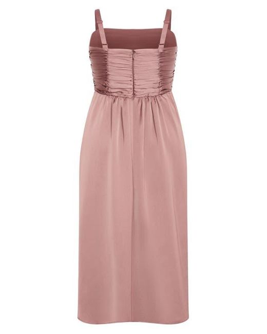 City Chic Pink Ania Gathered Evening Dress