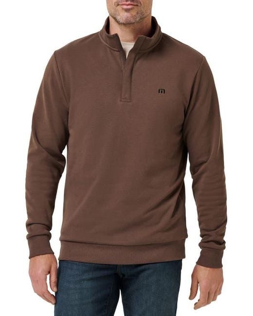 Travis Mathew Brown Cloud 2.0 Quarter Zip Pullover for men