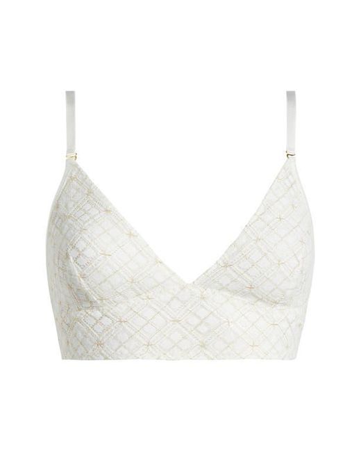 Kilo Brava White Metallic Geometric Lace Longline Bralette