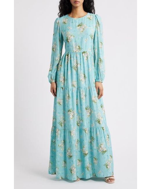 Petal & Pup Women's Blue Bernice Long Sleeve Maxi Dress Petal & Pup Women's Blue Bernice Long Sleeve Maxi Dress