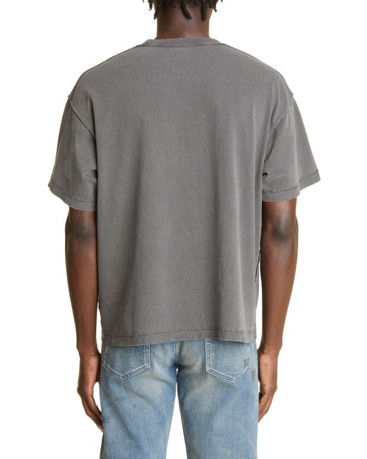 John Elliott Gray Oversize Reverse Crop T-shirt for men