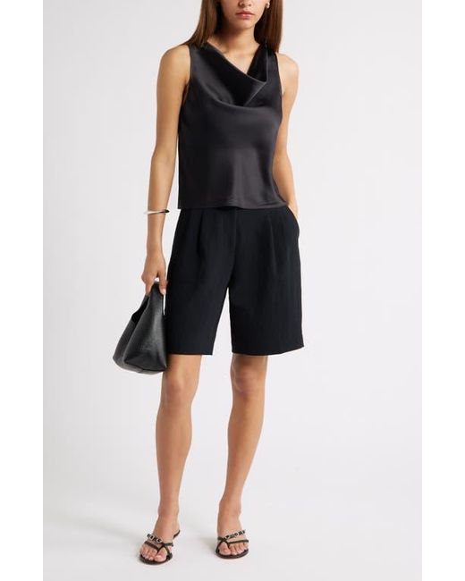 Open Edit Black Sleeveless Cowl Neck Satin Top