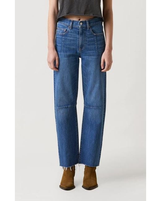 Le Jean Blue Pixie Raw Hem Barrel Jeans
