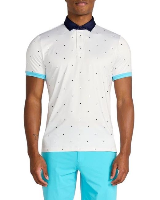Redvanly White Ramey Dot Print Performance Golf Polo for men