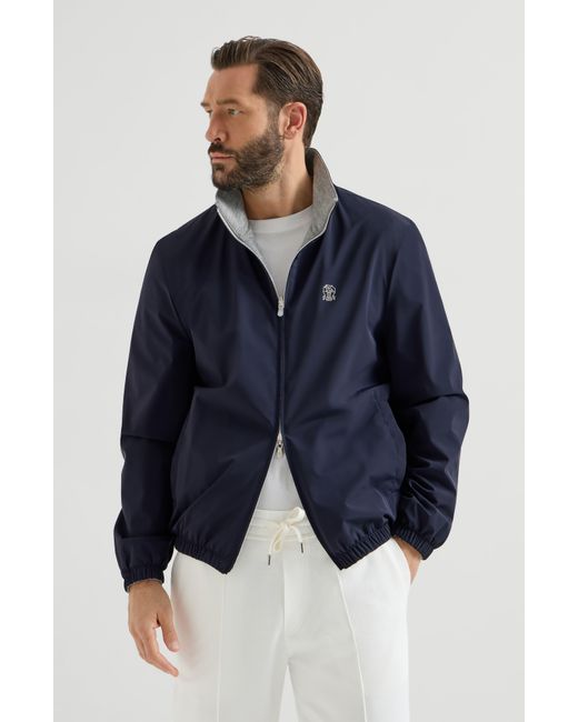 Brunello Cucinelli Blue Reversible Logo Jacket for men