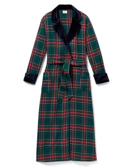 Petite Plume Blue Kensington Tartan Cotton Twill Robe