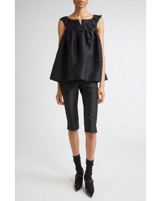 ShuShu/Tong Black Satin Capri Pants