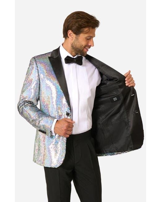 Opposuits Gray Holographic Sequins Dinner Jacket for men