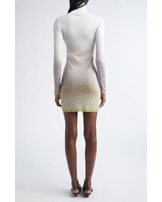 Missoni White Ombré Stripe Long Sleeve Turtleneck Mini Sweater Dress