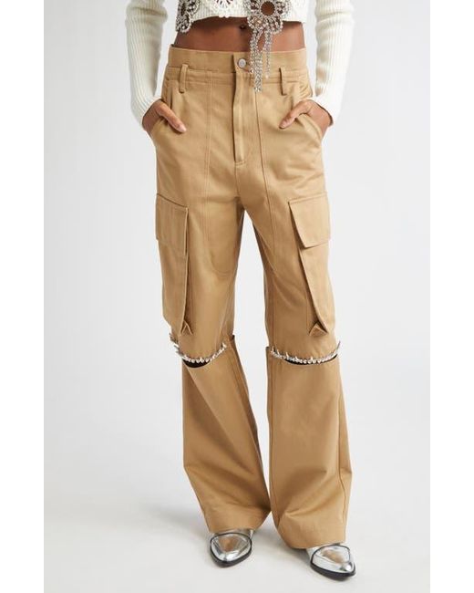 Area Natural Crystal Trim Slit Cargo Pants