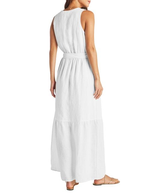 Splendid White Stella Linen Maxi Dress