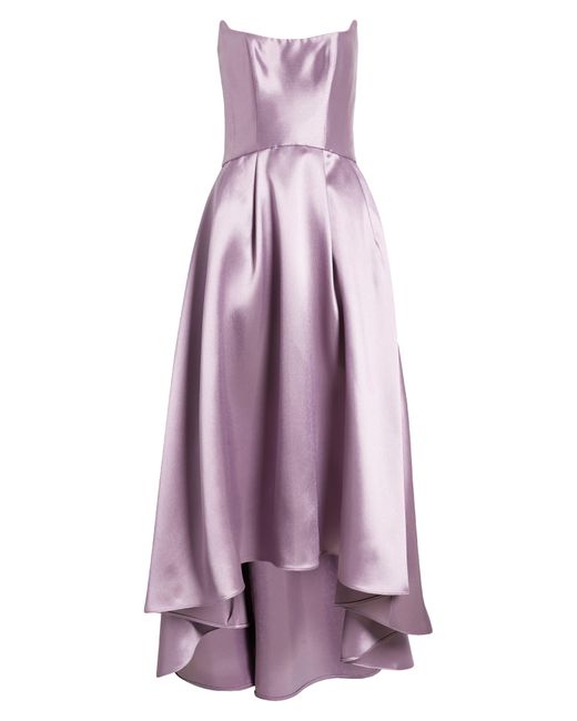 Amsale Purple Strapless High-low Mikado Gown