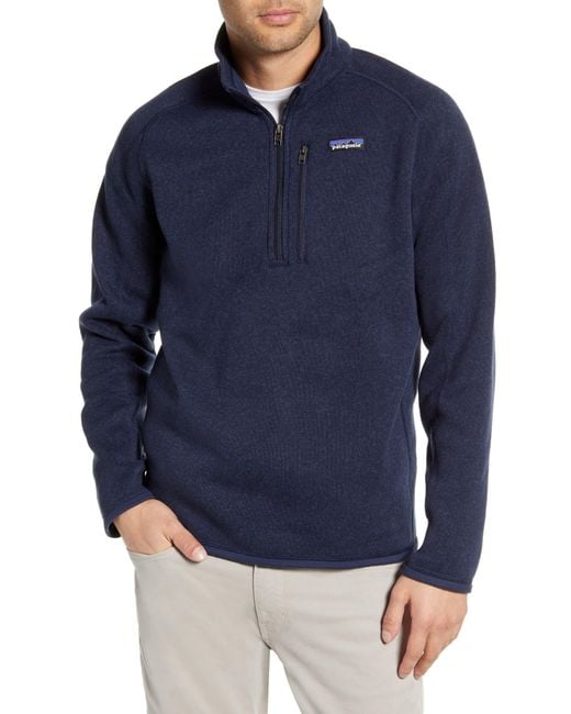 Patagonia Blue Better Sweater Quarter Zip Pullover for men