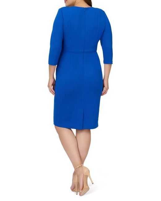 Adrianna Papell Tie Waist Crepe Dress in Blue | Lyst
