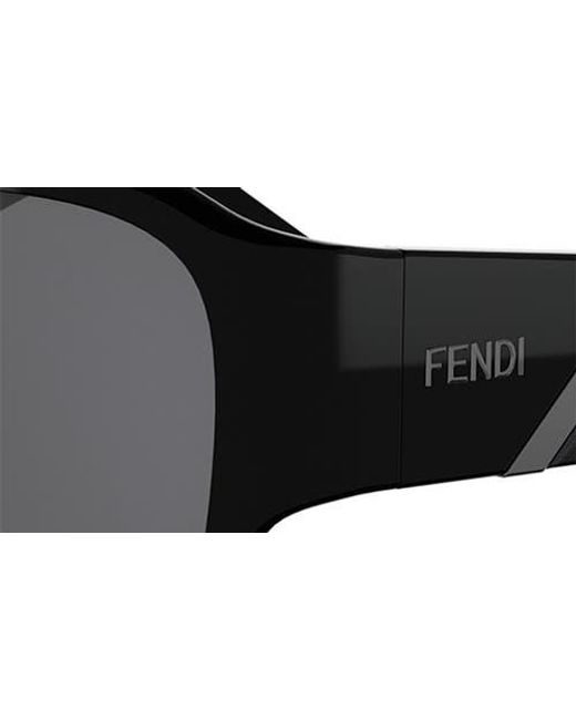 Fendi Black Diagonal 54Mm Rectangular Sunglasses for men